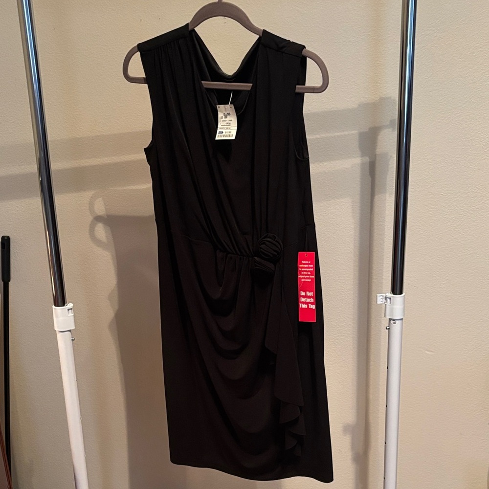 Enfocus Studio Black Draped Midi Dress
